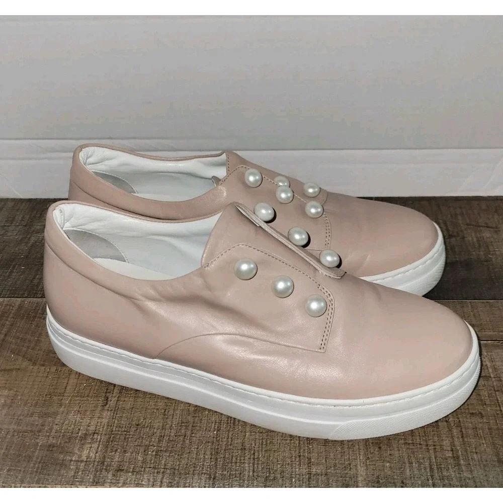 Lewit Pink Leather‎ Pearl Detail Sneakers US 9.5 EU39/40